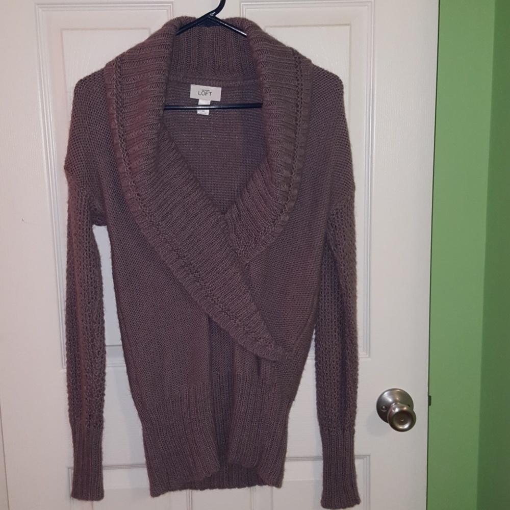 LOFT Shawl Neck Purple Sweater